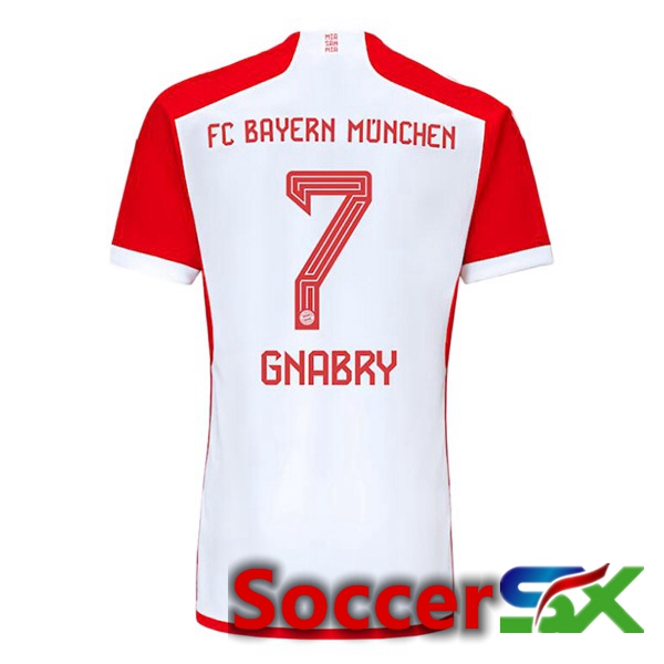 Bayern Munich (Gnabry 7) Home Soccer Jersey White Red 2023/2024