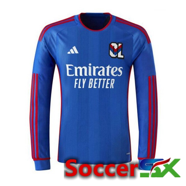 Lyon OL Away Soccer Jersey Long sleeve Blue 2023/2024