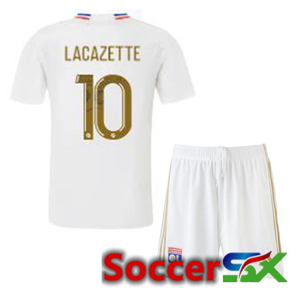 Lyon OL (LACAZETTE 10) Kids Home Soccer Jersey White 2023/2024