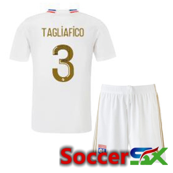 Lyon OL (TAGLIAFICO 3) Kids Home Soccer Jersey White 2023/2024