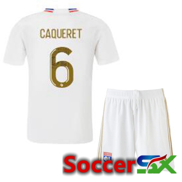 Lyon OL (CAQUERET 6) Kids Home Soccer Jersey White 2023/2024