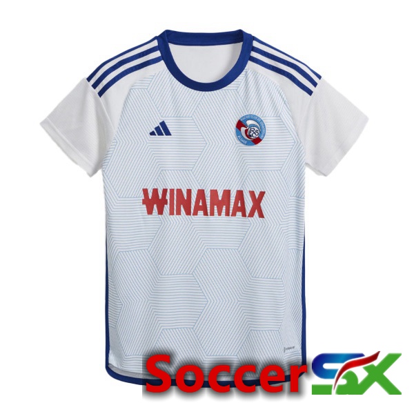 RC Strasbourg Alsace Away Soccer Jersey White 2023/2024