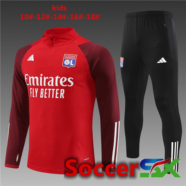 Lyon OL Kids Training Tracksuit Suit Red 2023/2024