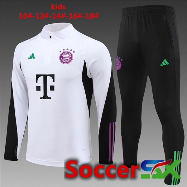 Bayern Munich Kids Training Tracksuit Suit White 2023/2024