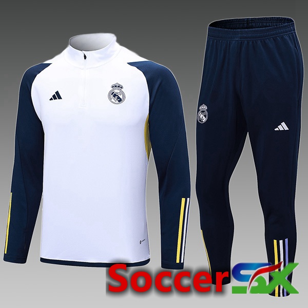 Real Madrid Kids Training Tracksuit Suit White 2023/2024
