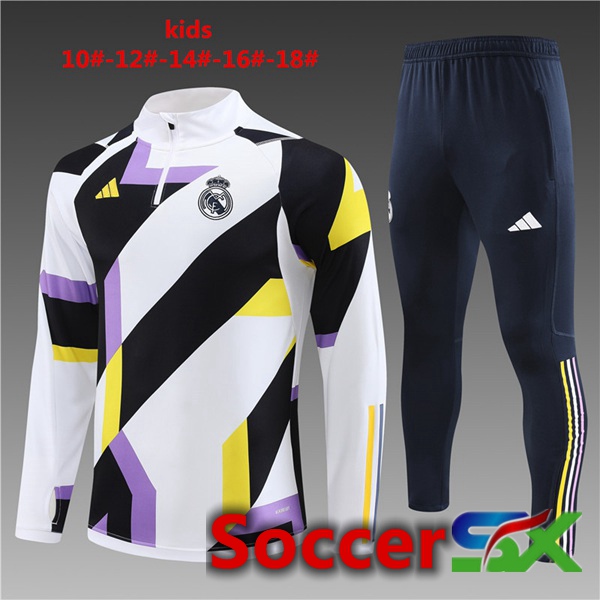 Real Madrid Kids Training Tracksuit Suit White 2023/2024