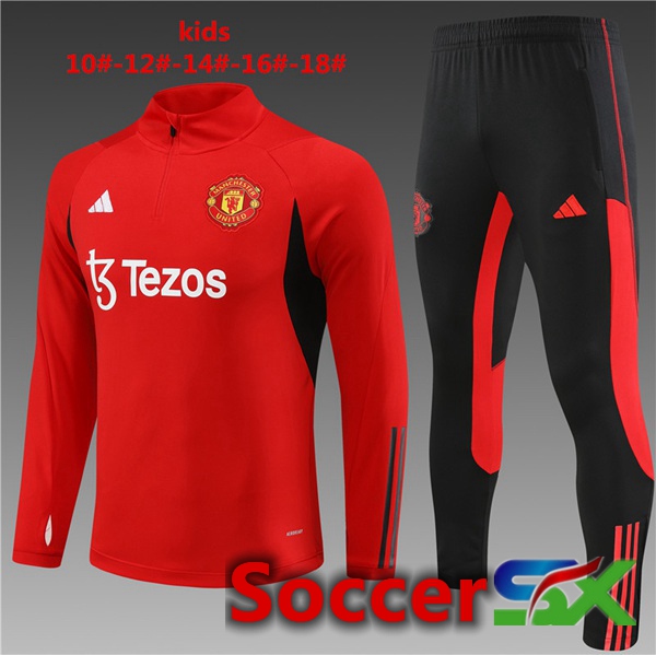 Manchester United Kids Training Tracksuit Suit Red 2023/2024