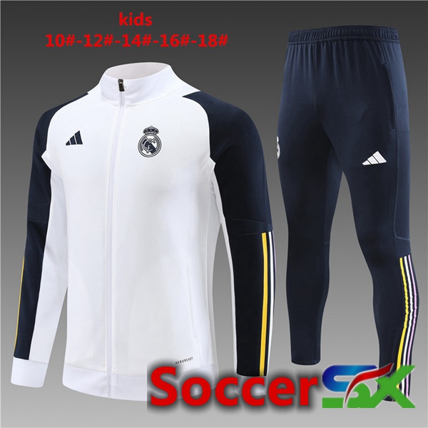 Real Madrid Kids Training Tracksuit Suit - Jacket White 2023/2024