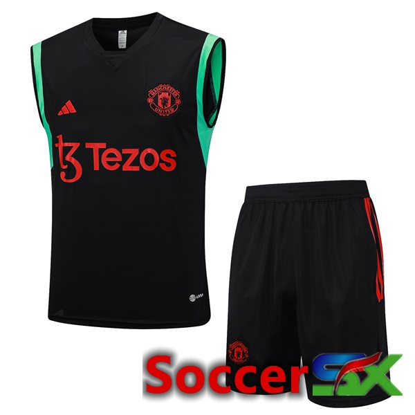 Manchester United Soccer Vest + Shorts Black 2023/2024