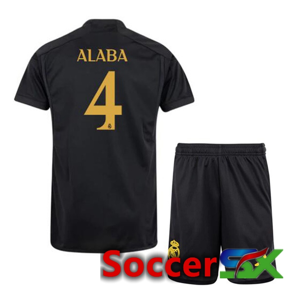 Real Madrid (Alaba 4) Kids Third Soccer Jersey Black 2023/2024