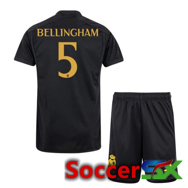 Real Madrid (Bellingham 5) Kids Third Soccer Jersey Black 2023/2024