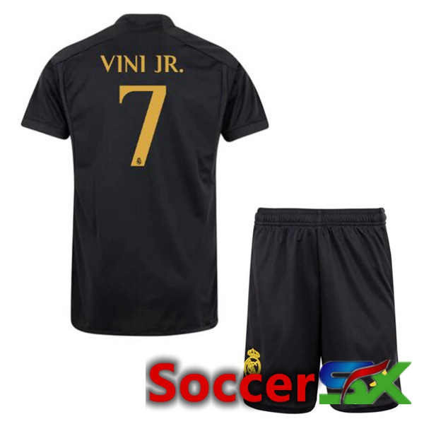 Real Madrid (Vini Jr. 7) Kids Third Soccer Jersey Black 2023/2024