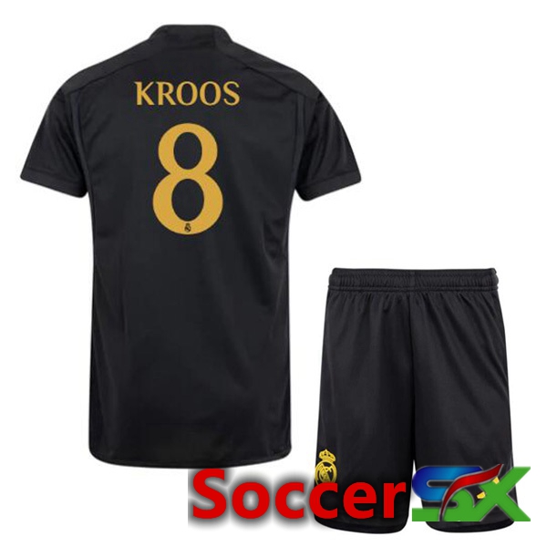 Real Madrid (Kroos 8) Kids Third Soccer Jersey Black 2023/2024
