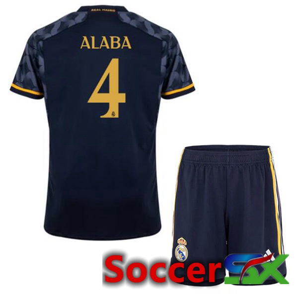 Real Madrid (Alaba 4) Kids Away Soccer Jersey Blue Royal 2023/2024