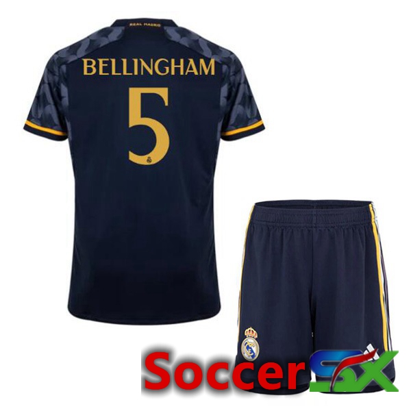 Real Madrid (Bellingham 5) Kids Away Soccer Jersey Blue Royal 2023/2024