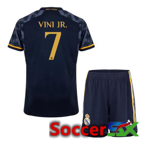 Real Madrid (Vini Jr. 7) Kids Away Soccer Jersey Blue Royal 2023/2024
