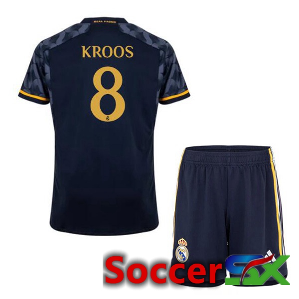 Real Madrid (Kroos 8) Kids Away Soccer Jersey Blue Royal 2023/2024