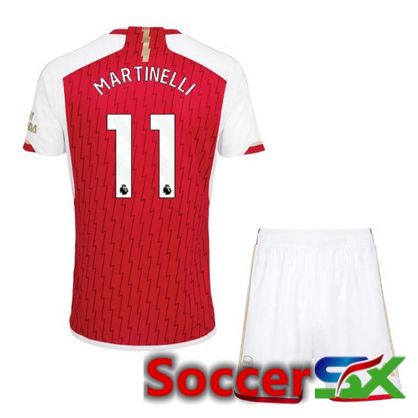 Arsenal (MARTINELLI 11) Kids Home Soccer Jersey Red White 2023/2024