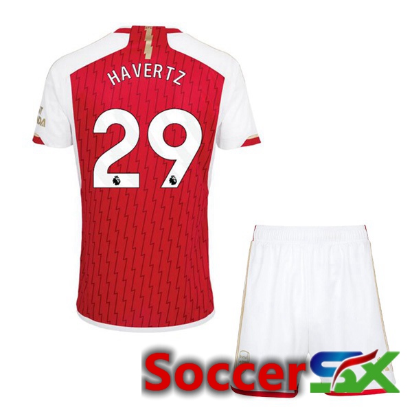 Arsenal (HAGreenZ 29) Kids Home Soccer Jersey Red White 2023/2024
