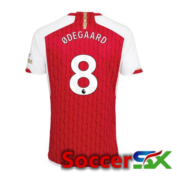 Arsenal (ØDEGAARD 8) Home Soccer Jersey Red White 2023/2024