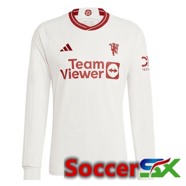 Manchester United Third Soccer Jersey Long sleeve White 2023/2024