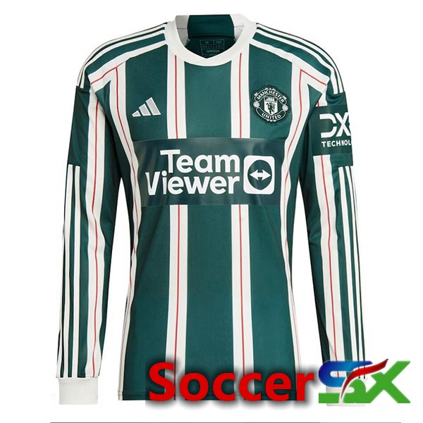 Manchester United Away Soccer Jersey Long sleeve Green 2023/2024