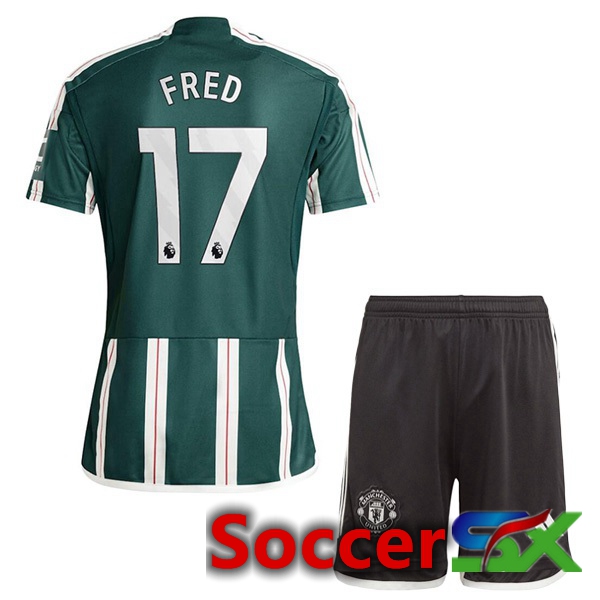 Manchester United (Fred 17) Kids Away Soccer Jersey Green 2023/2024