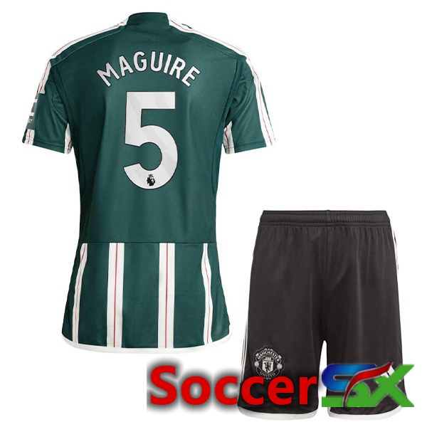 Manchester United (Maguire 5) Kids Away Soccer Jersey Green 2023/2024