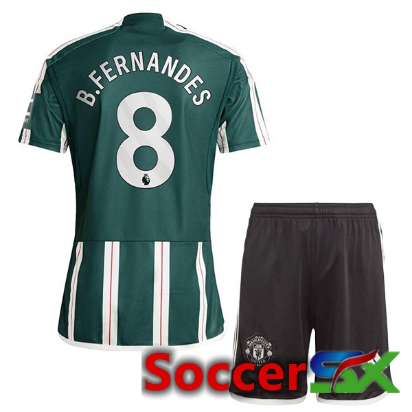 Manchester United (B.Fernandes 8) Kids Away Soccer Jersey Green 2023/2024