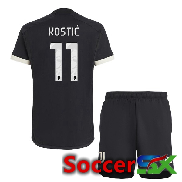 Juventus (KOSTIĆ 11) Kids Juventus Third Soccer Jersey Black 2023/2024