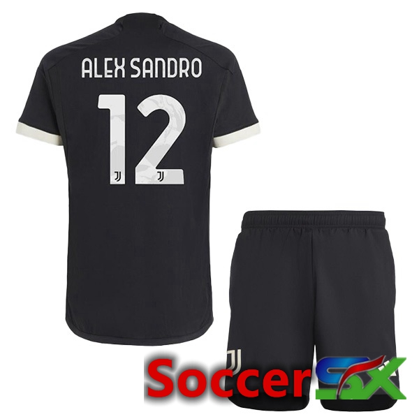 Juventus (ALEX SANDRO 12) Kids Juventus Third Soccer Jersey Black 2023/2024