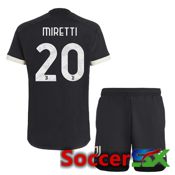Juventus (MIRETTI 20) Kids Juventus Third Soccer Jersey Black 2023/2024