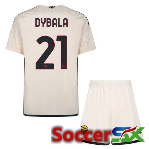 AS Roma (DYBALA 21) Kids Kids Away Soccer Jersey Yellow 2023/2024