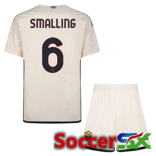 AS Roma (SMALLING 6) Kids Kids Away Soccer Jersey Yellow 2023/2024