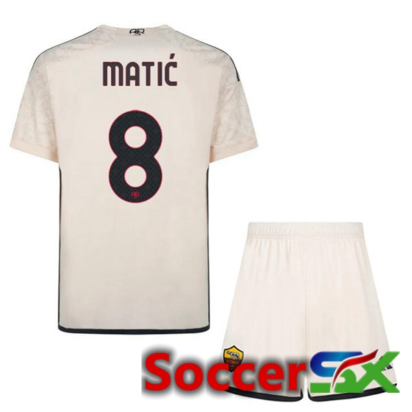 AS Roma (MATIĆ 8) Kids Kids Away Soccer Jersey Yellow 2023/2024