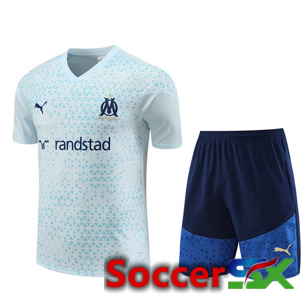 Marseille OM Training T Shirt + Shorts Blue 2023/2024