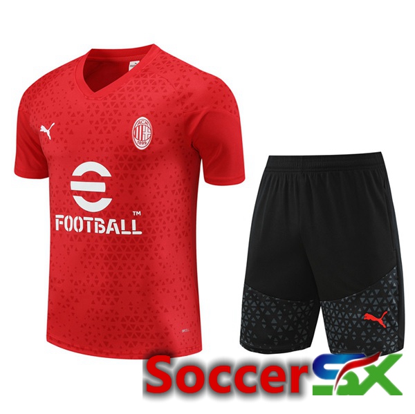 AC Milan Training T Shirt + Shorts Red 2023/2024