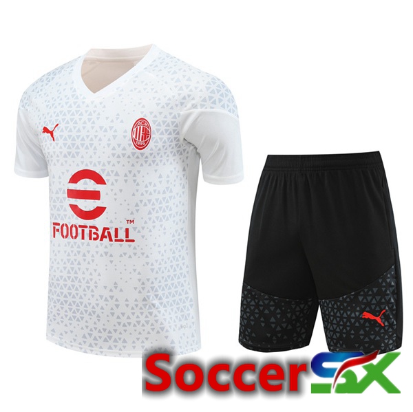 AC Milan Training T Shirt + Shorts White 2023/2024