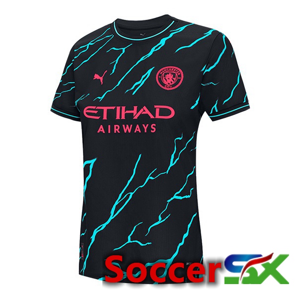 Manchester City Womens Third Soccer Jersey Blue Black 2023/2024