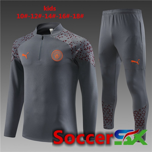 Manchester City Kids Training Tracksuit Suit Grey 2023/2024
