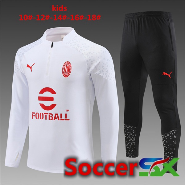 AC Milan Kids Training Tracksuit Suit White 2023/2024