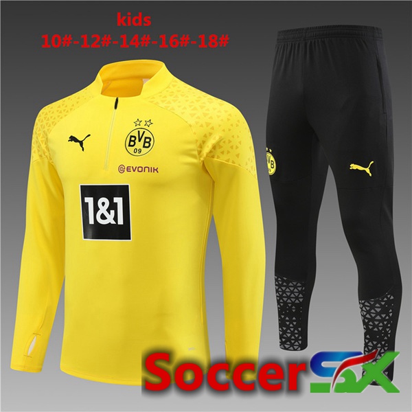 Dortmund BVB Kids Training Tracksuit Suit Yellow 2023/2024