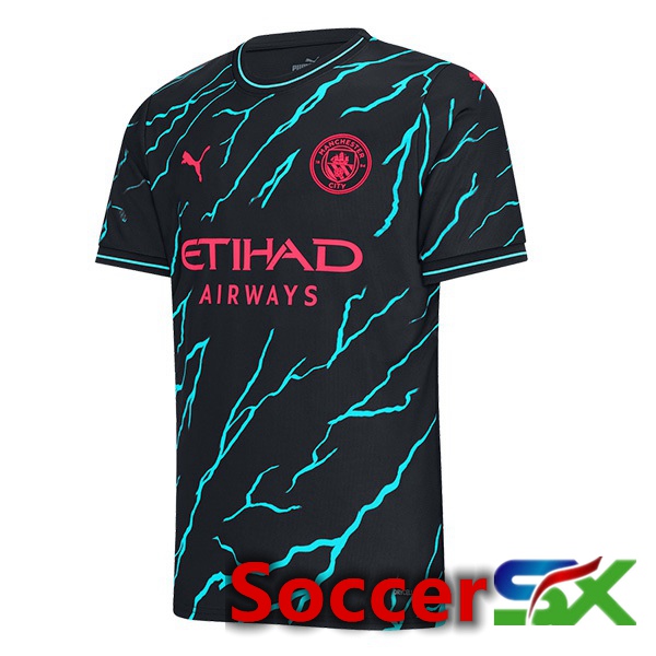 Manchester City Third Soccer Jersey Blue Black 2023/2024