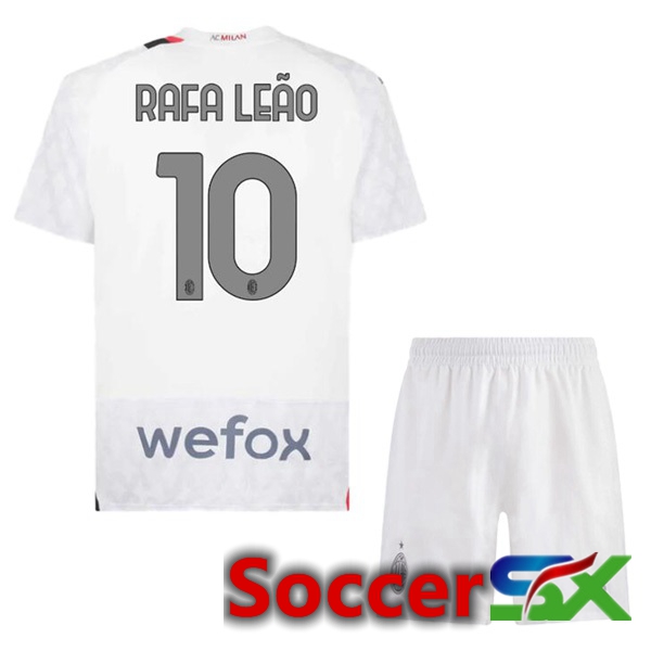 AC Milan (Rafa Leão 10) Kids Away Soccer Jersey White 2023/2024