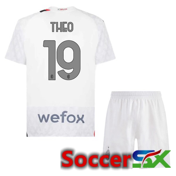 AC Milan (Theo 19) Kids Away Soccer Jersey White 2023/2024