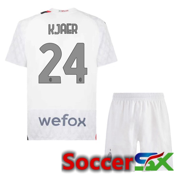 AC Milan (Kjaer 24) Kids Away Soccer Jersey White 2023/2024