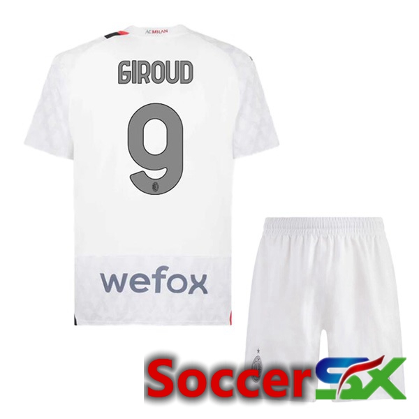 AC Milan (Giroud 9) Kids Away Soccer Jersey White 2023/2024