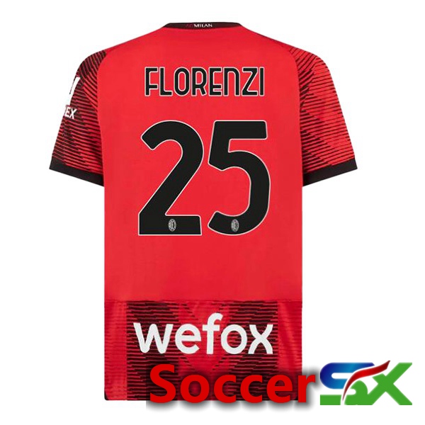 AC Milan (Florenzi 25) Home Soccer Jersey Red 2023/2024