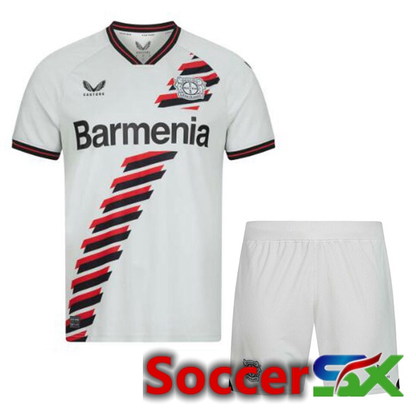 Bayer 04 Leverkusen Kids Away Soccer Jersey White 2023/2024