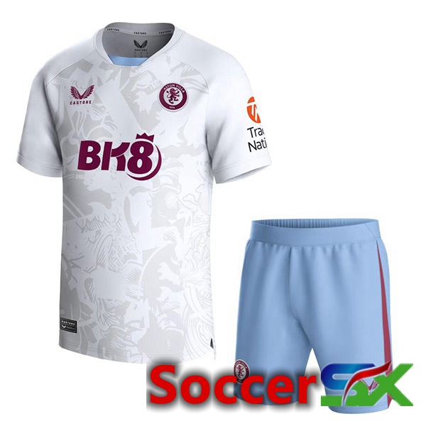 Aston Villa Kids Away Soccer Jersey White 2023/2024